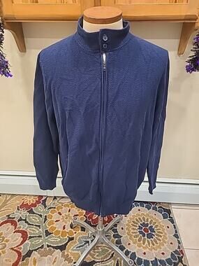 Jos. A. Bank Mens Navy Blue Long Sleeve Full Zip Bomber Jacket Size 2x